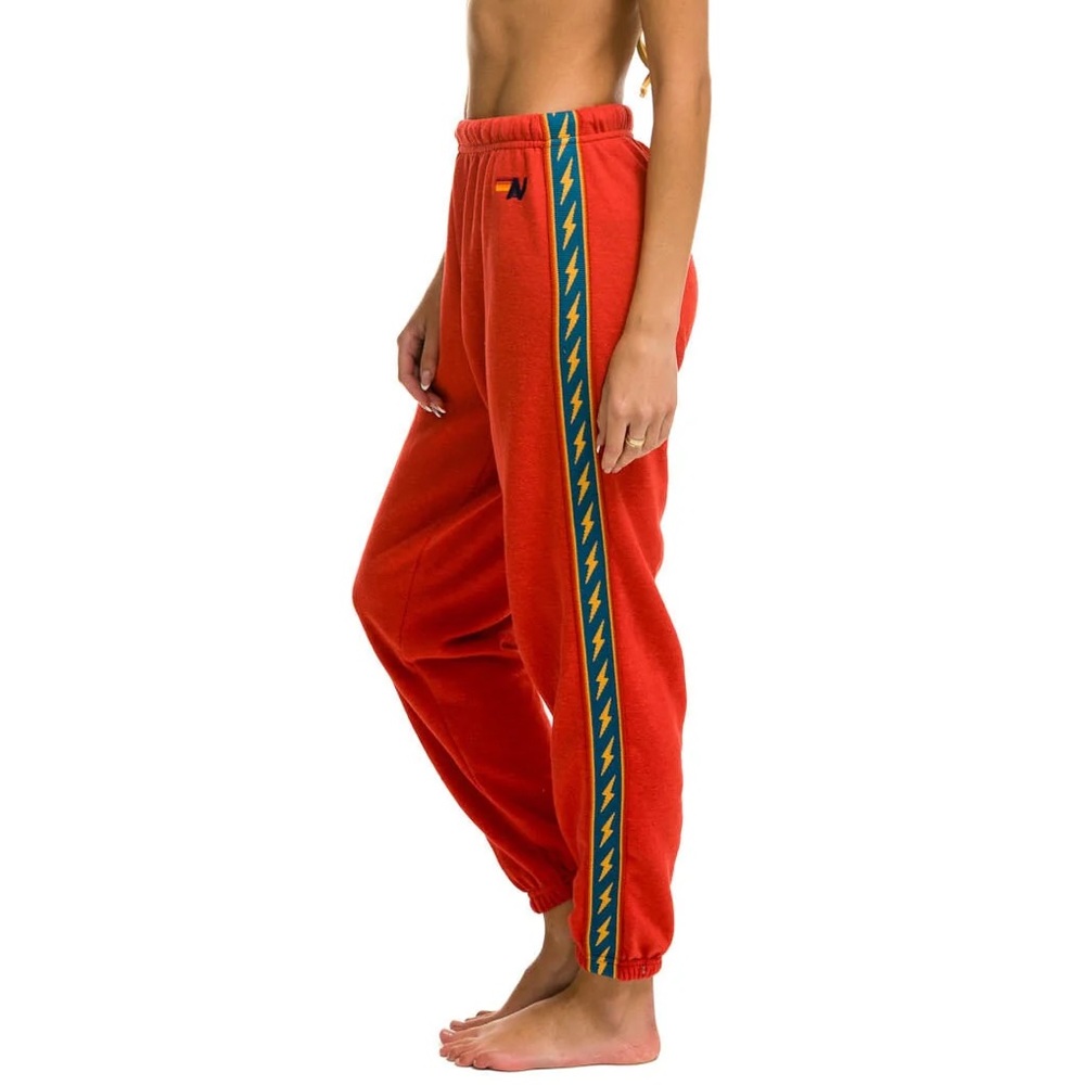Aviator Nation Bolt Stripe Sweatpants Red